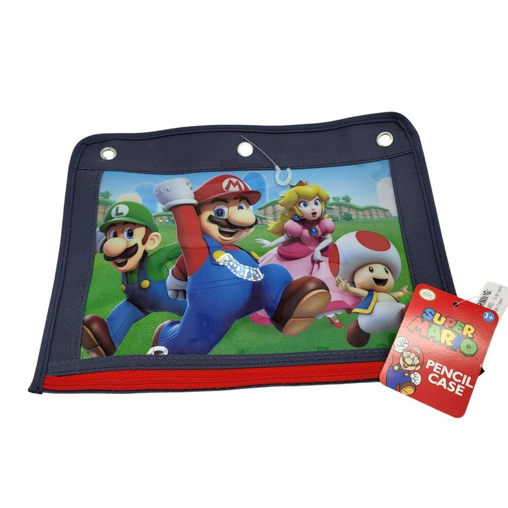Nintendo Super Mario Game Pencil Case School Supplies With Zipper & 3-Ring Holes